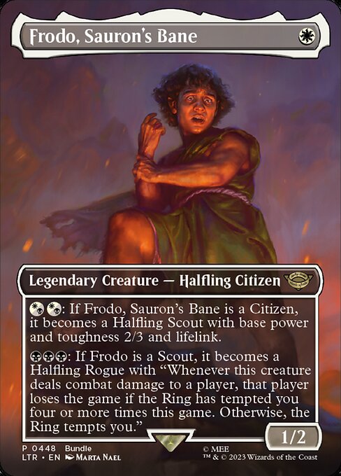 Frodo, Sauron's Bane (Borderless) – Universes Beyond: The Lord of the Rings: Tales of Middle-earth 448 (Foil)