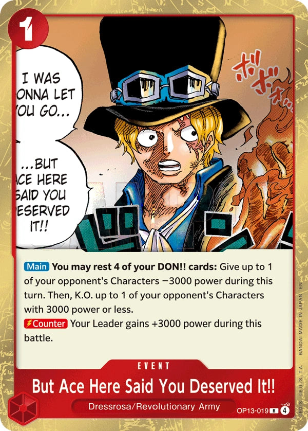 But Ace Here Said You Deserved It!! – Carrying On His Will OP13-019 (Foil)