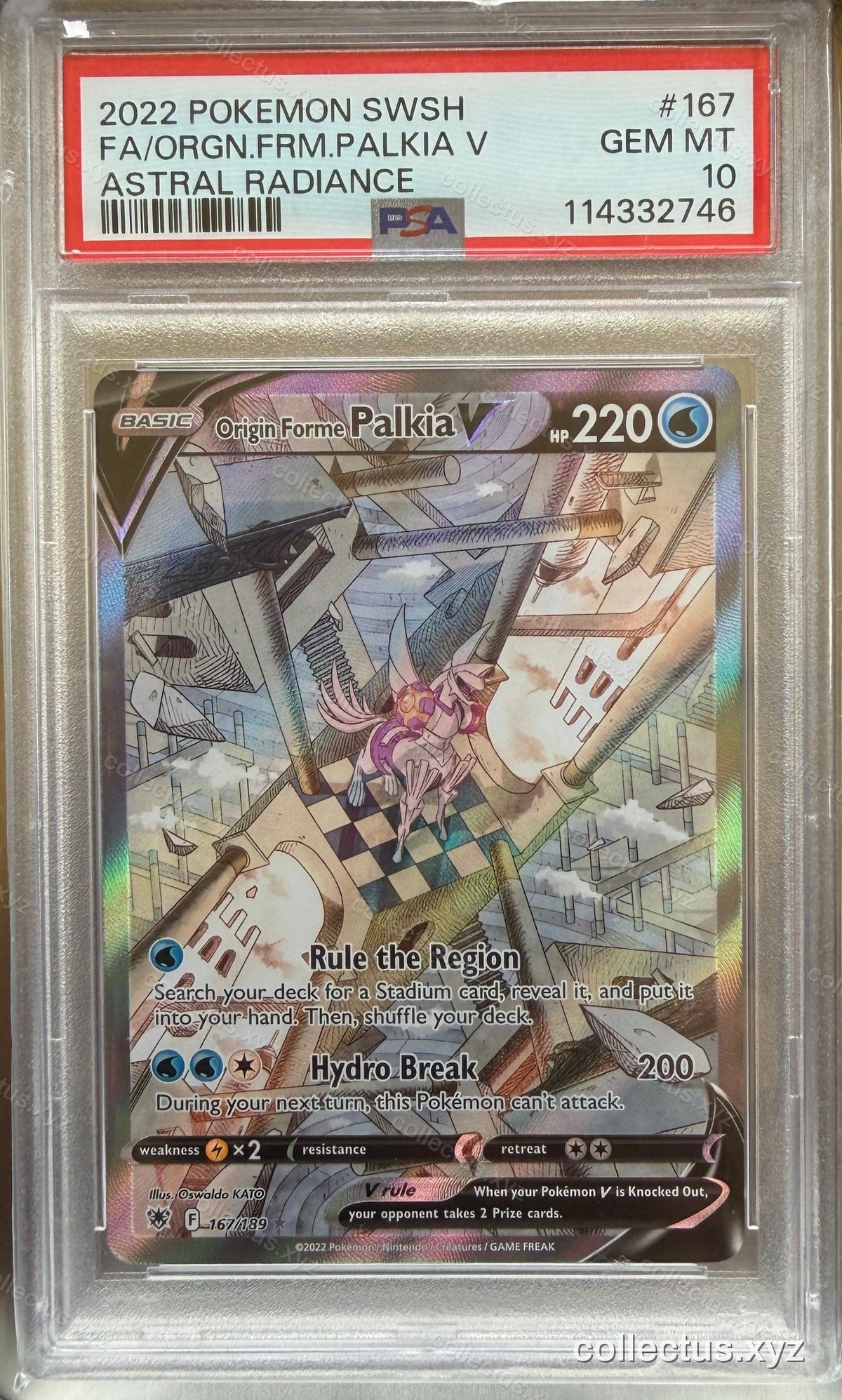 Origin Forme Palkia V (Alternate Full Art) - Astral Radiance 167/189, PSA 10